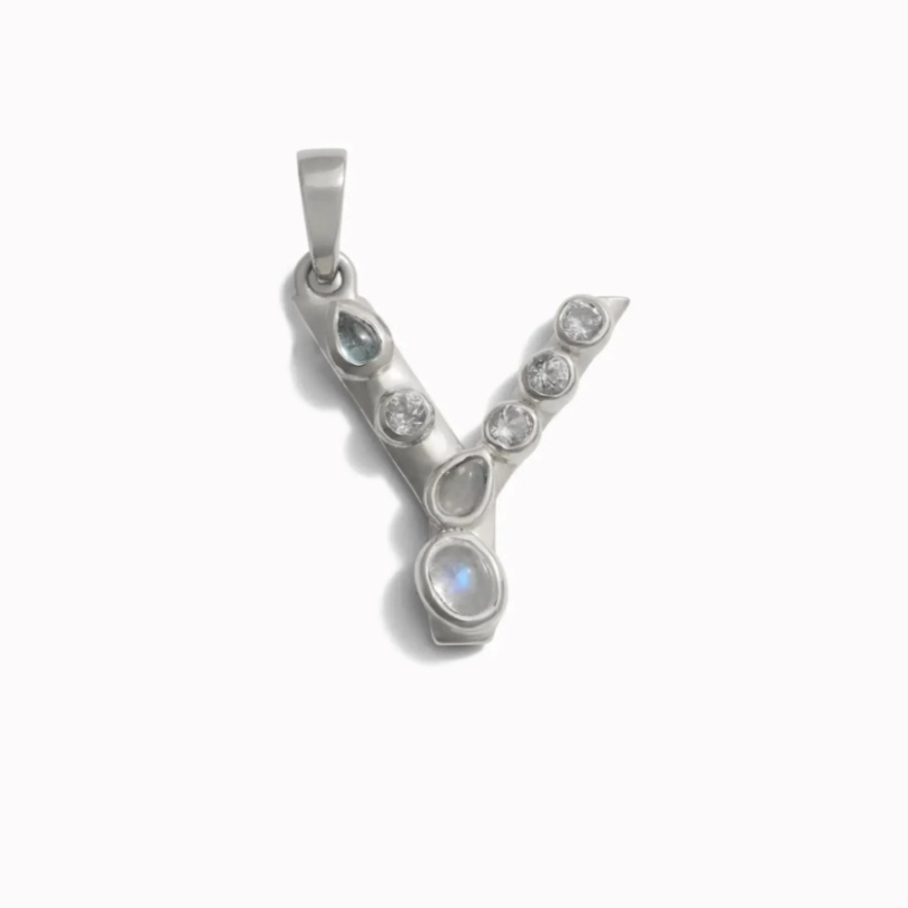 Awe Inspired Sterling Silver Y Initial Charm Amulet Pendant Necklace Earring